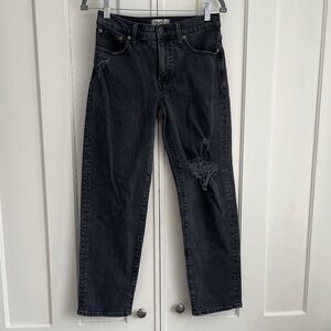 Madewell Charcoal Gray Faded Black 26 Jeans Mid-Rise Perfect Vintage Straight